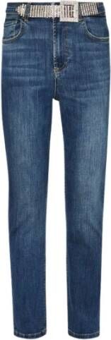 Liu Jo Hoge Taille Rechte Pijp Jeans met Afneembare Riem Blue Dames