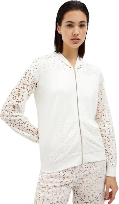 Liu Jo Dames sweatshirt met kanten inzetstukken White Dames