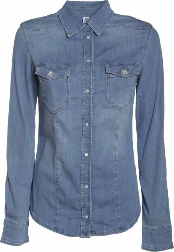 Liu Jo Denim Shirt met Juweelknopen Blauw Dames