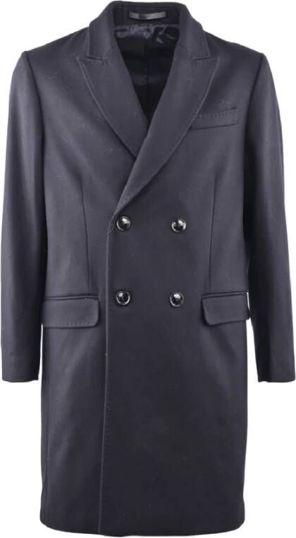 Liu Jo Double-Breasted Coat met skatezakken Blauw Heren