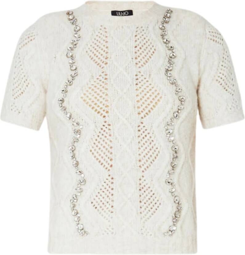 Liu Jo Elegante Sand Sweater met D MM Castoni Filo Baby Cammello Design Beige Dames