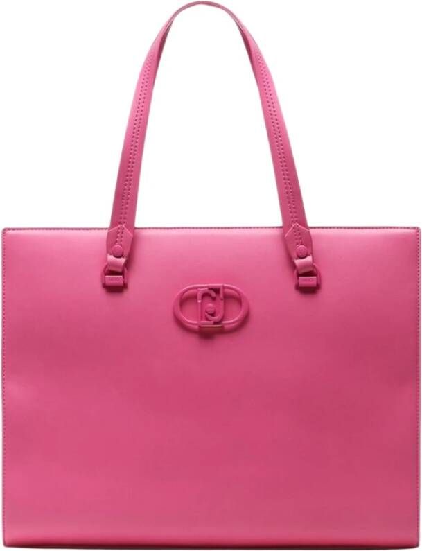 Liu Jo Dames Logo Tonal Shopper Tas Dames Shopper Tas met Tonaal Logo Pink White Dames