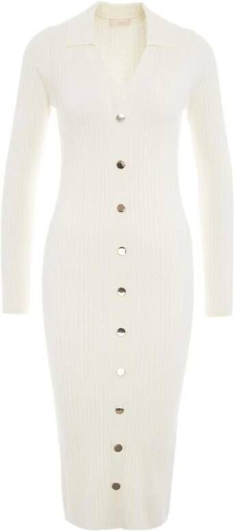 Liu Jo Elegante Witte Ribgebreide Jurk White Dames