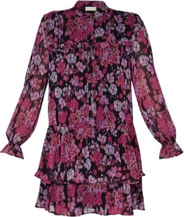 Liu Jo Romantische en speelse damesjurk met gerimpelde zoom Pink Dames