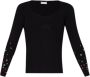 Liu Jo Geribbelde Sweatshirt met Versierde Mouwen Zwart Dames - Thumbnail 1