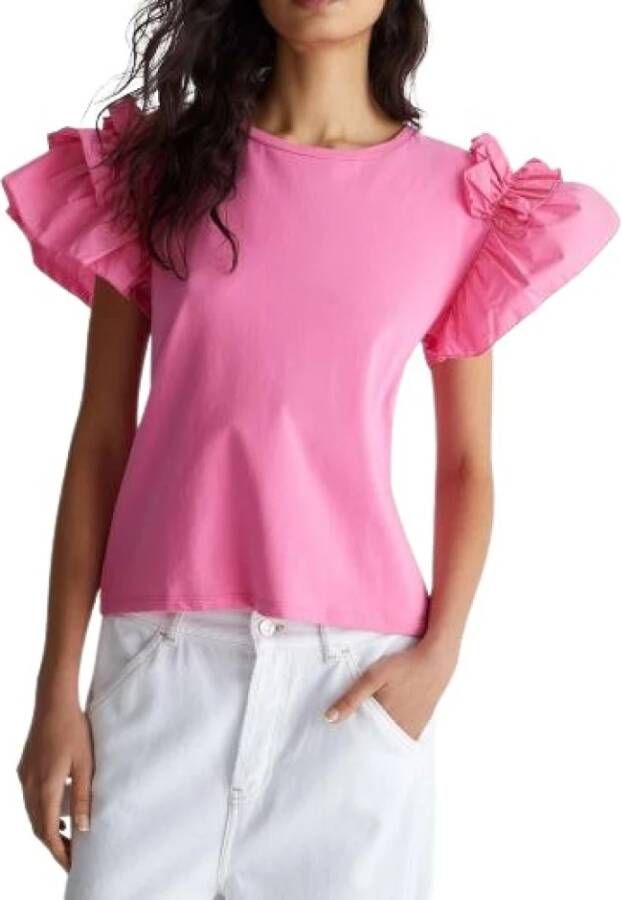 Liu Jo Gerimpeld Poplin Dames T-shirt Roze Dames