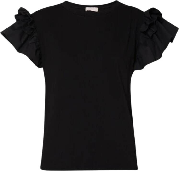 Liu Jo Gerimpeld Poplin Dames T-Shirt Zwart Dames