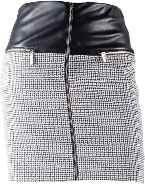 Liu Jo Zwarte Geruite Jeans Rok Black Dames