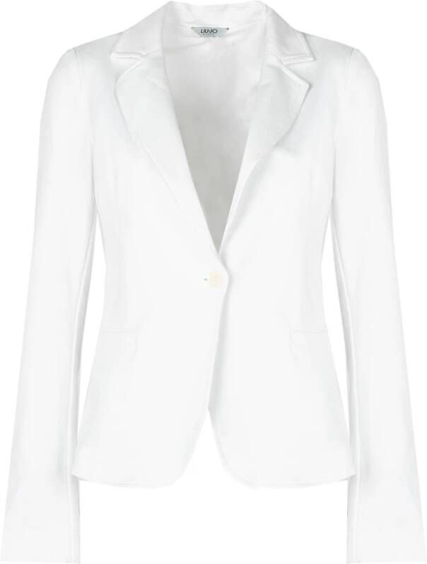 Liu Jo Getailleerde Blazer met Knoopsluiting en V-Hals White Dames