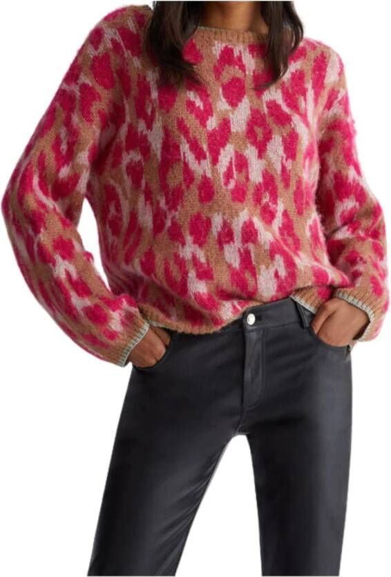 Liu Jo Gezellige en stijlvolle Mohair Gebreide trui met Macula+Lurex Design Roze Dames
