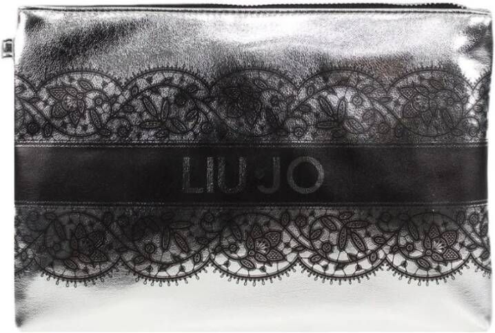 Liu Jo Glinsterende Grijze Polyester Clutch Tas Grijs Dames