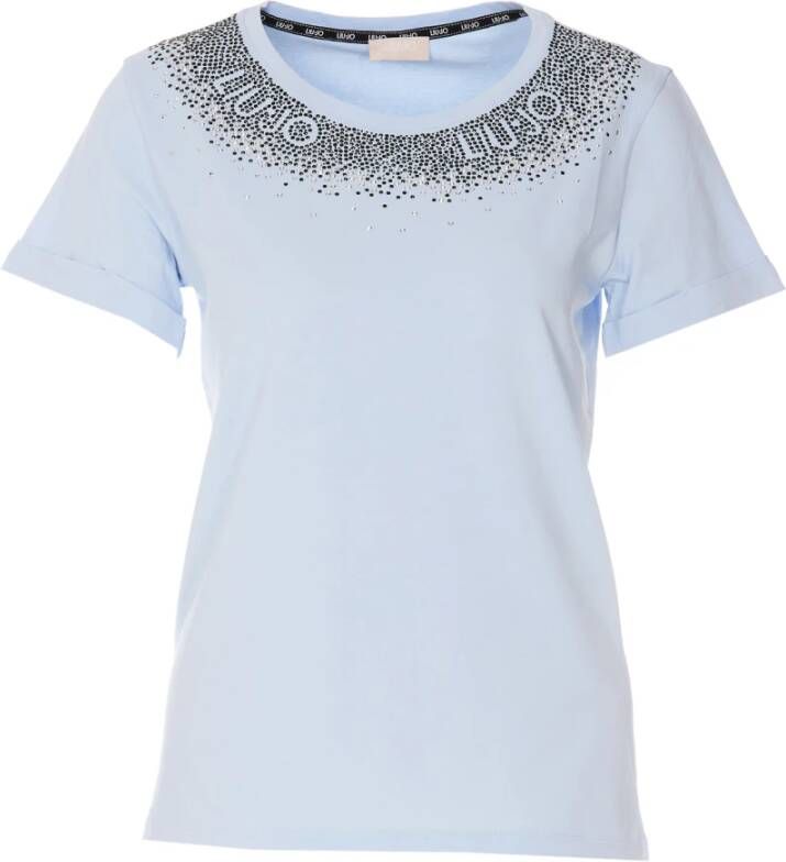 Liu Jo Glitter Logo T-shirt Blauw Dames