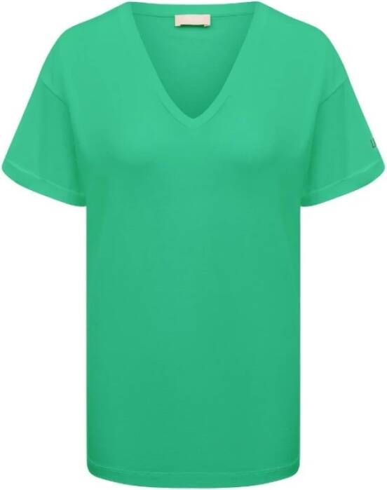 Liu Jo Groene Oversized V-Hals T-Shirt Groen Dames