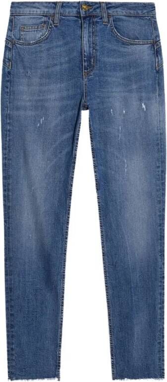 Liu Jo High-Waisted Slim-Fit Jeans met Distressed Patroon Blauw Dames