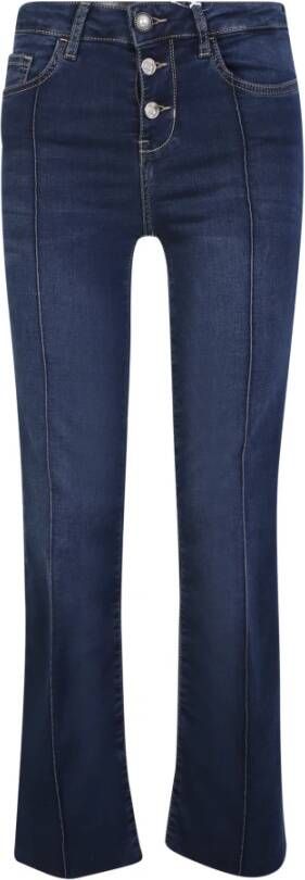 Liu Jo Hoge Taille Cropped Kick-Flare Jeans Blauw Dames