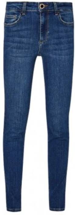Liu Jo Hoge taille skinny jeans met distressed details Blauw Dames