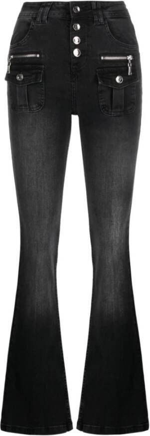 Liu Jo Hooggetailleerde Uitlopende Zwarte Jeans Zwart Dames