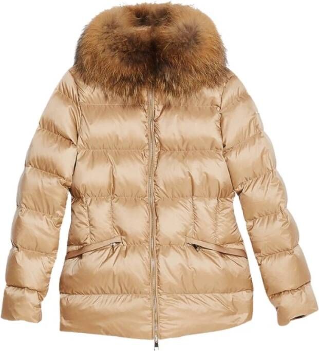 Liu Jo Elegante Bont Gevoerde Jas Beige Dames