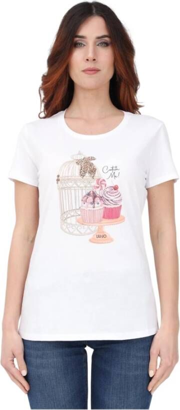 Liu Jo "Kleurrijk Rhinestone T-Shirt voor Vrouwen" Wit Dames