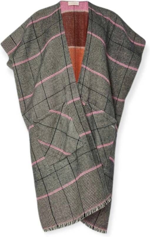 Liu Jo Lange geruite grijze roze vest voor dames Grijs Dames