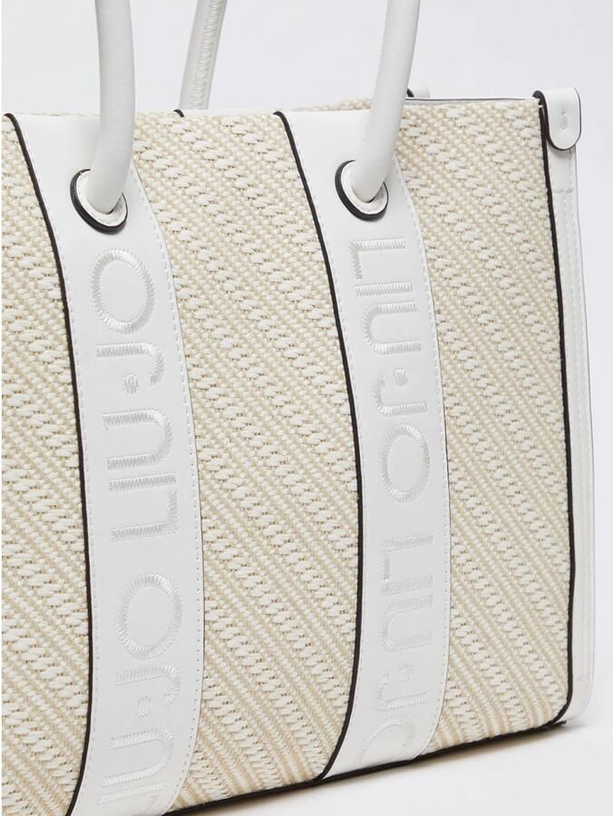 Liu Jo Beige Shopper Tas met Geborduurd Logo Beige Dames
