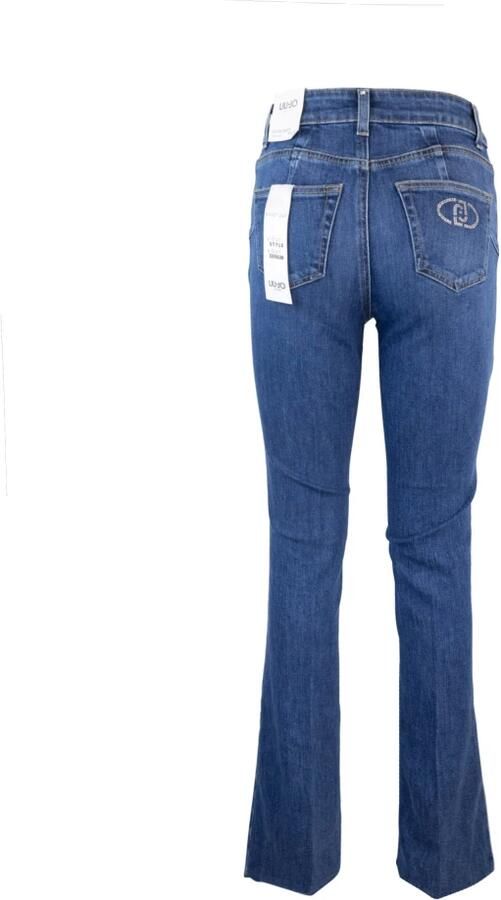 Liu Jo Blauwe Jeans met Rechte Pijp en Strass Detail Blue Dames - Foto 3
