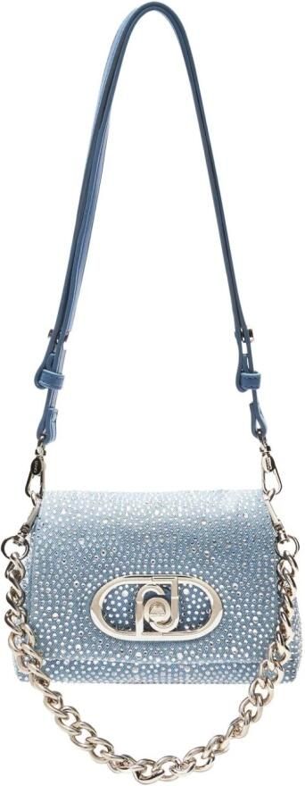 Liu Jo denim crossbody tas Lapuffy met strass blauw - Foto 6