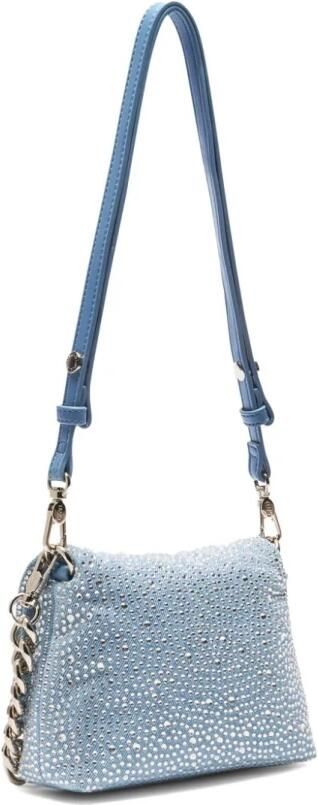 Liu Jo denim crossbody tas Lapuffy met strass blauw - Foto 5