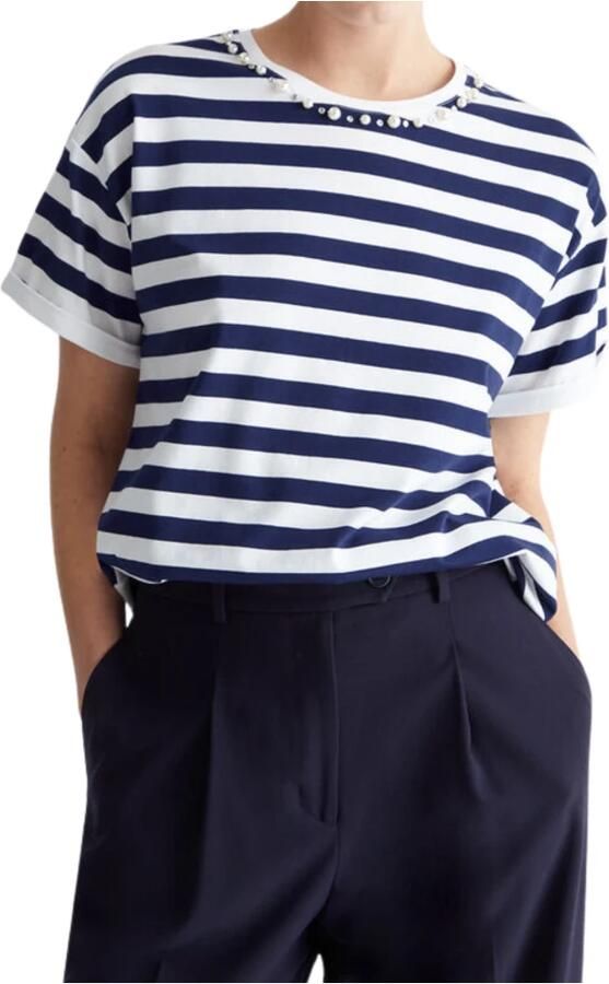 LIU JO Dames Tops & T-shirts J.striped T-shirt Blauw wit Gestreept - Foto 2