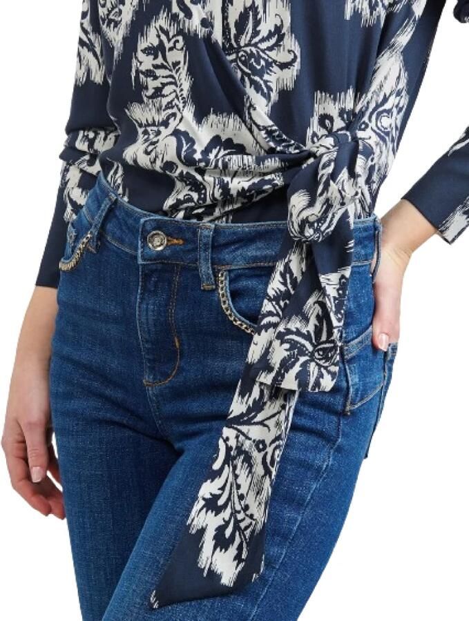 Liu Jo Blauwe Denim MultiKleur Shirt Knoop Fantasie Multicolor Dames