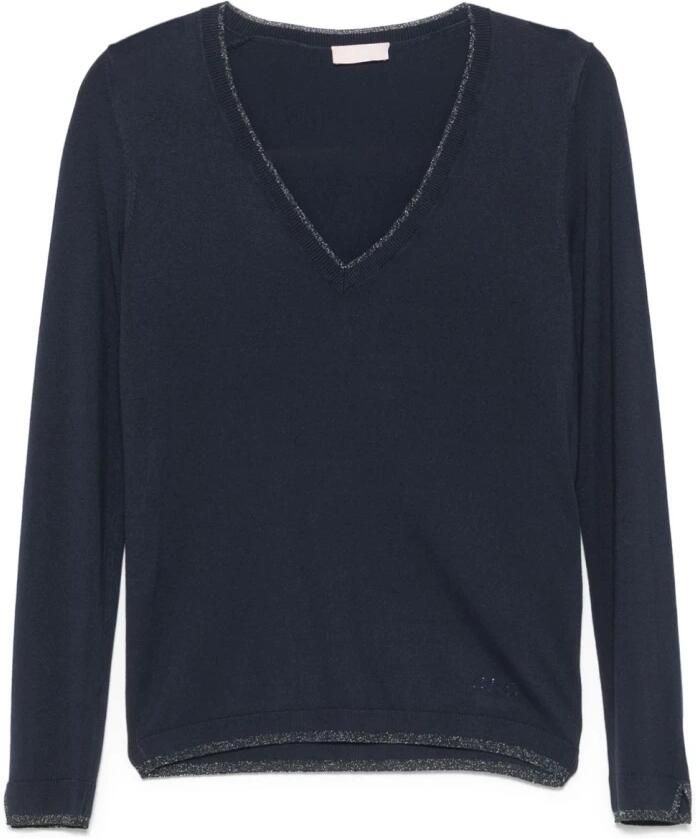 Liu Jo Blauwe V-hals Gebreide Kleding voor Vrouwen Blue Dames - Foto 4