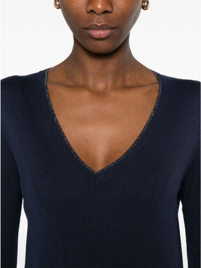 Liu Jo Blauwe V-hals Gebreide Kleding voor Vrouwen Blue Dames