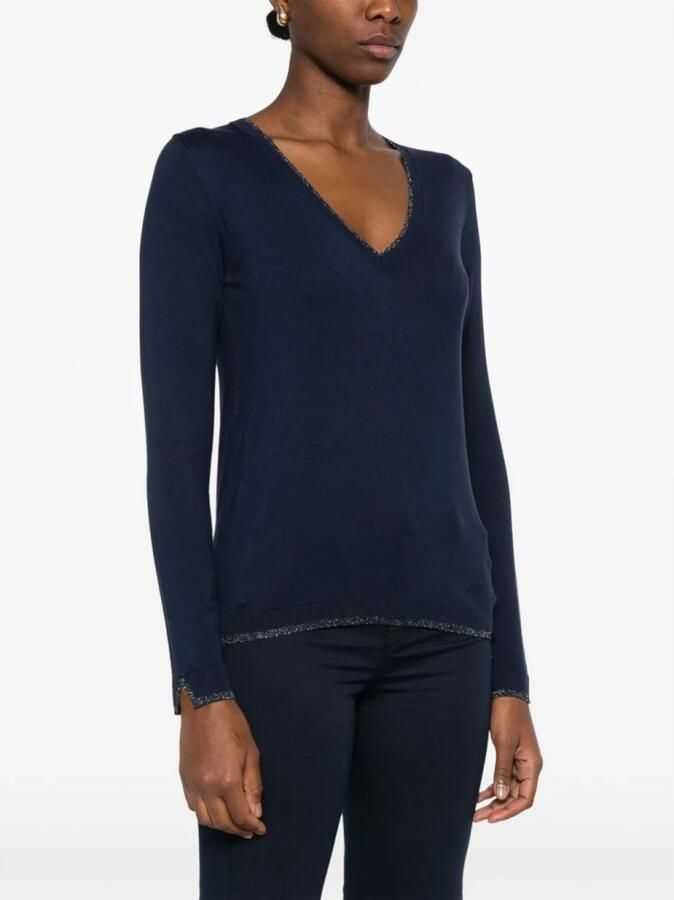 Liu Jo Blauwe V-hals Gebreide Kleding voor Vrouwen Blue Dames - Foto 3