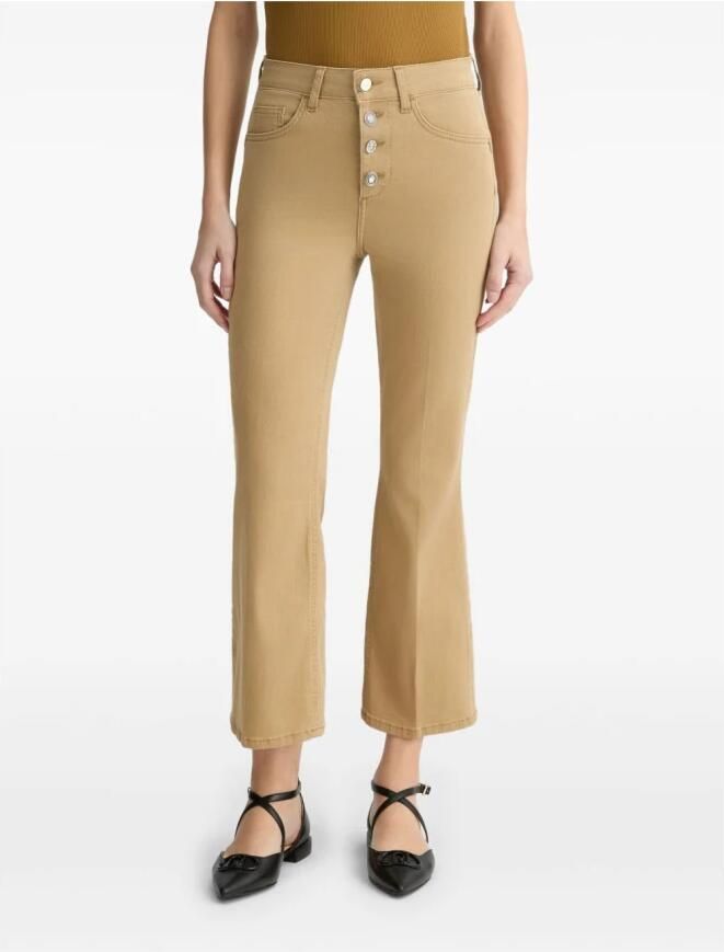 Liu Jo Hoge taille katoenen broek bottom up Beige Dames - Foto 6