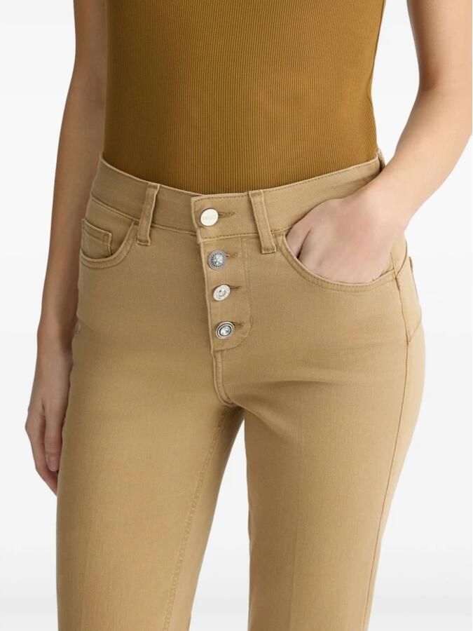 Liu Jo Hoge taille katoenen broek bottom up Beige Dames - Foto 3