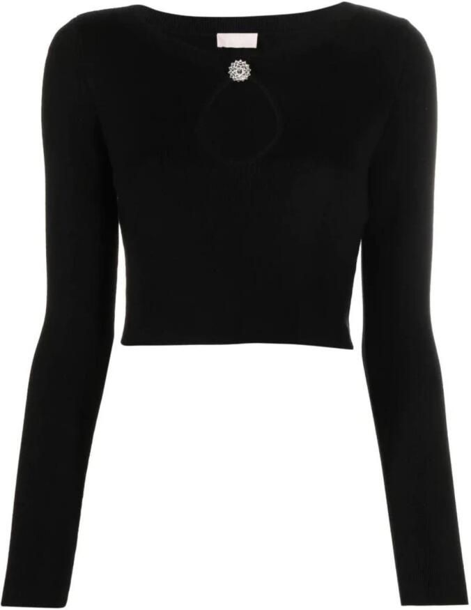 Liu Jo Dames Jewel Neck Cropped Sweater Black Dames