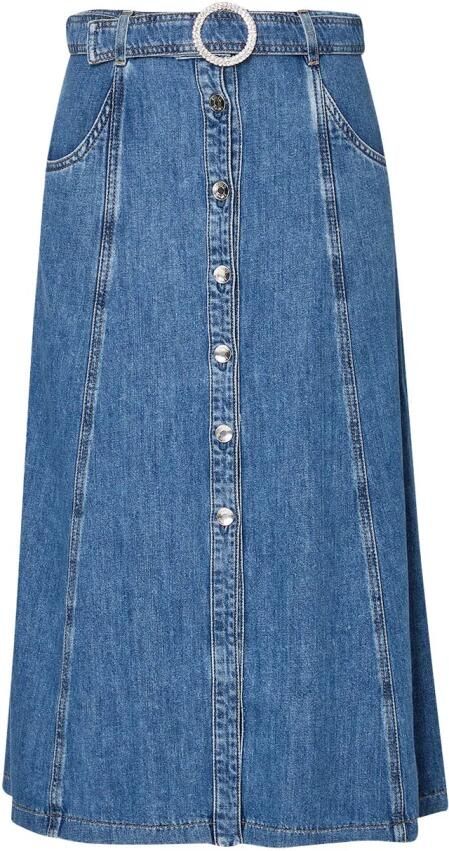 Liu Jo Denim Midi Rok met Juweelgesp Blue Dames - Foto 6