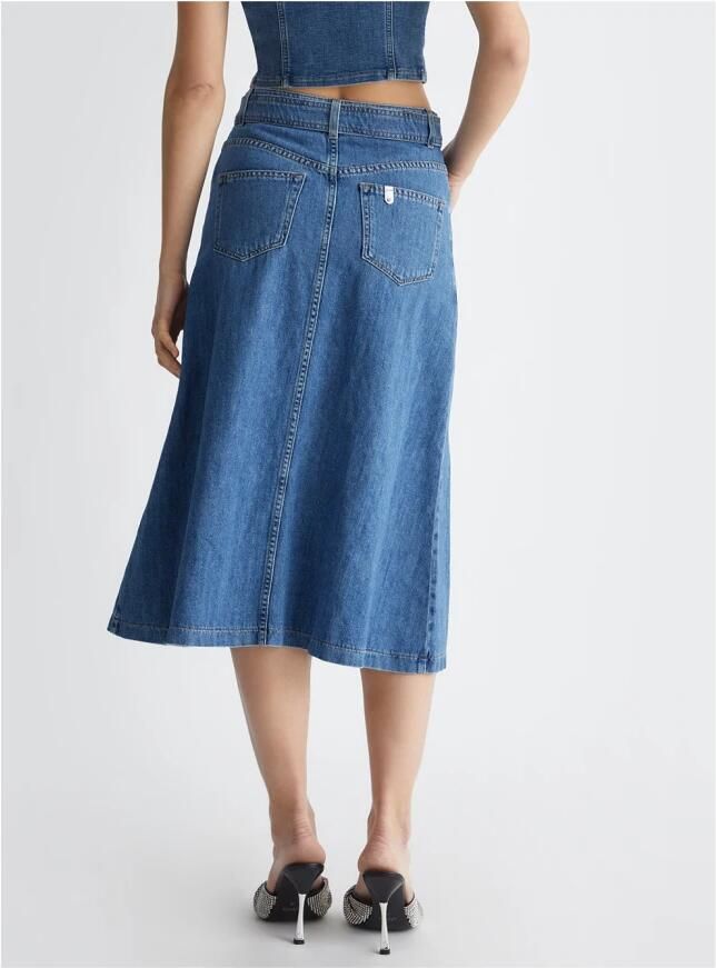 Liu Jo Denim Midi Rok met Juweelgesp Blue Dames - Foto 5