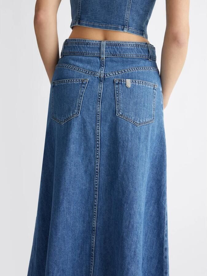 Liu Jo Denim Midi Rok met Juweelgesp Blue Dames - Foto 4