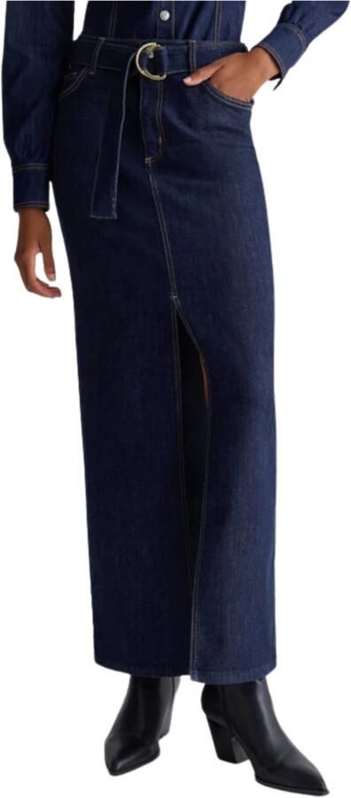 Liu Jo Denim Rok met Rits en Knoop Blue Dames