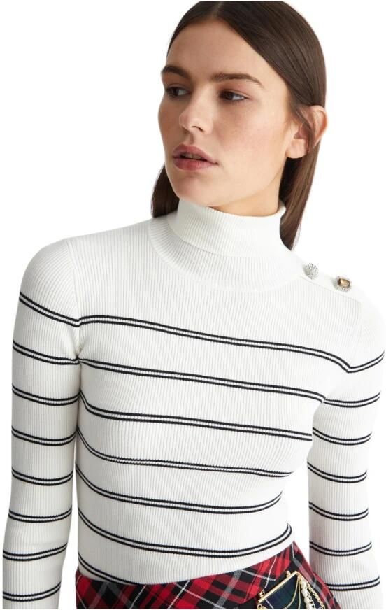 Liu Jo Dames Trui met Horizontale Strepen voor de Herfst Dames Trui met Horizontale Strepen White Black Dames - Foto 2