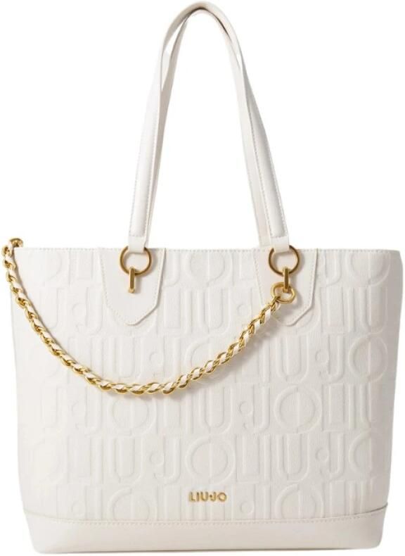 Liu Jo Geëmbosseerde Oversize Tote Tas Crème Beige Dames - Foto 7
