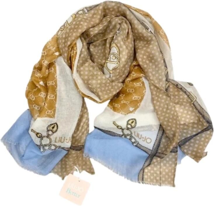 Liu Jo Stijlvolle Bedrukte Polyester Sjaal Beige Dames - Foto 2