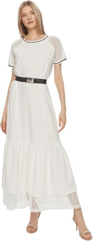 Liu Jo Katoenen Jersey Jurk met Mesh Details White Dames
