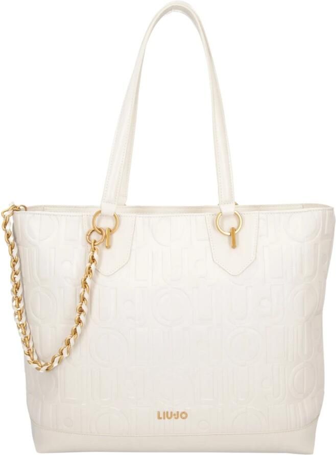 Liu Jo Geëmbosseerde Oversize Tote Tas Crème Beige Dames