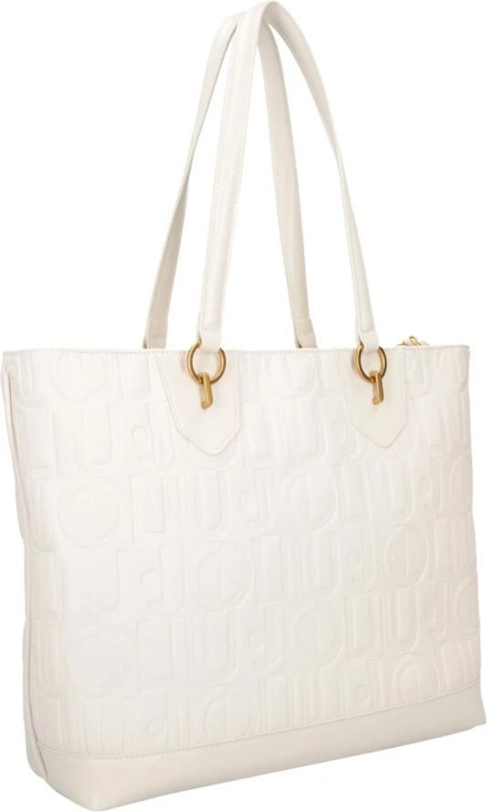 Liu Jo Geëmbosseerde Oversize Tote Tas Crème Beige Dames - Foto 3