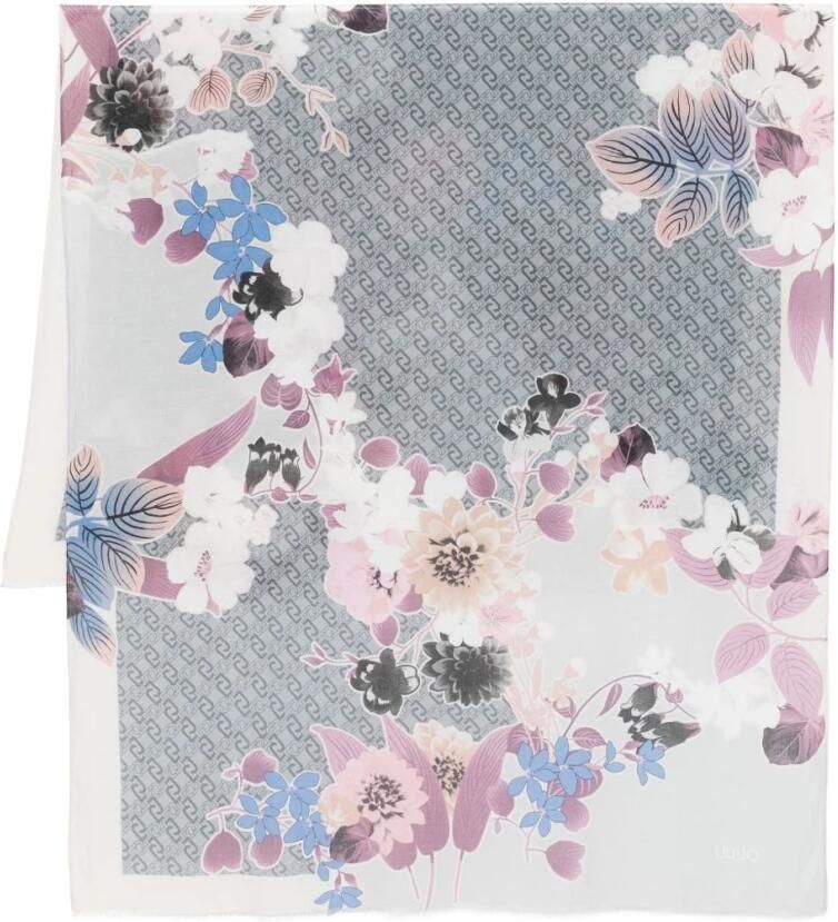 Liu Jo Gerafelde Rand Zwarte Sjaal Multicolor Dames