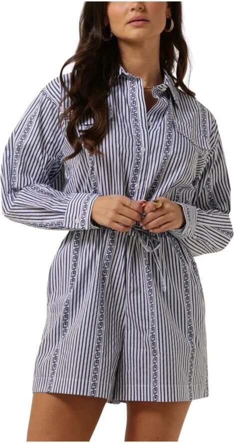LIU JO Dames Jumpsuits Popeline Stampa Tp Dress Blauw wit Gestreept - Foto 6