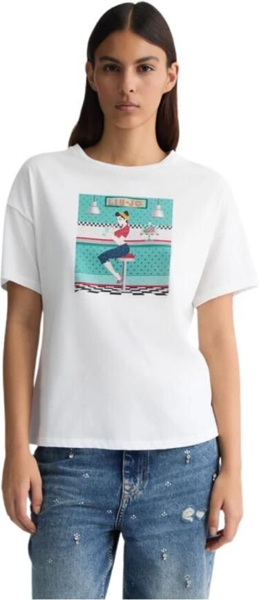 Liu Jo Grafische Print Katoenen T-Shirt White Dames - Foto 2