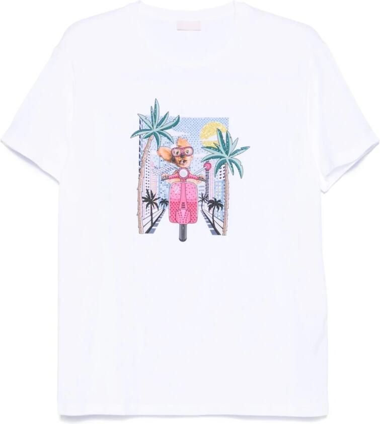 Liu Jo Grafische Print T-shirts met Crew Neck White Dames